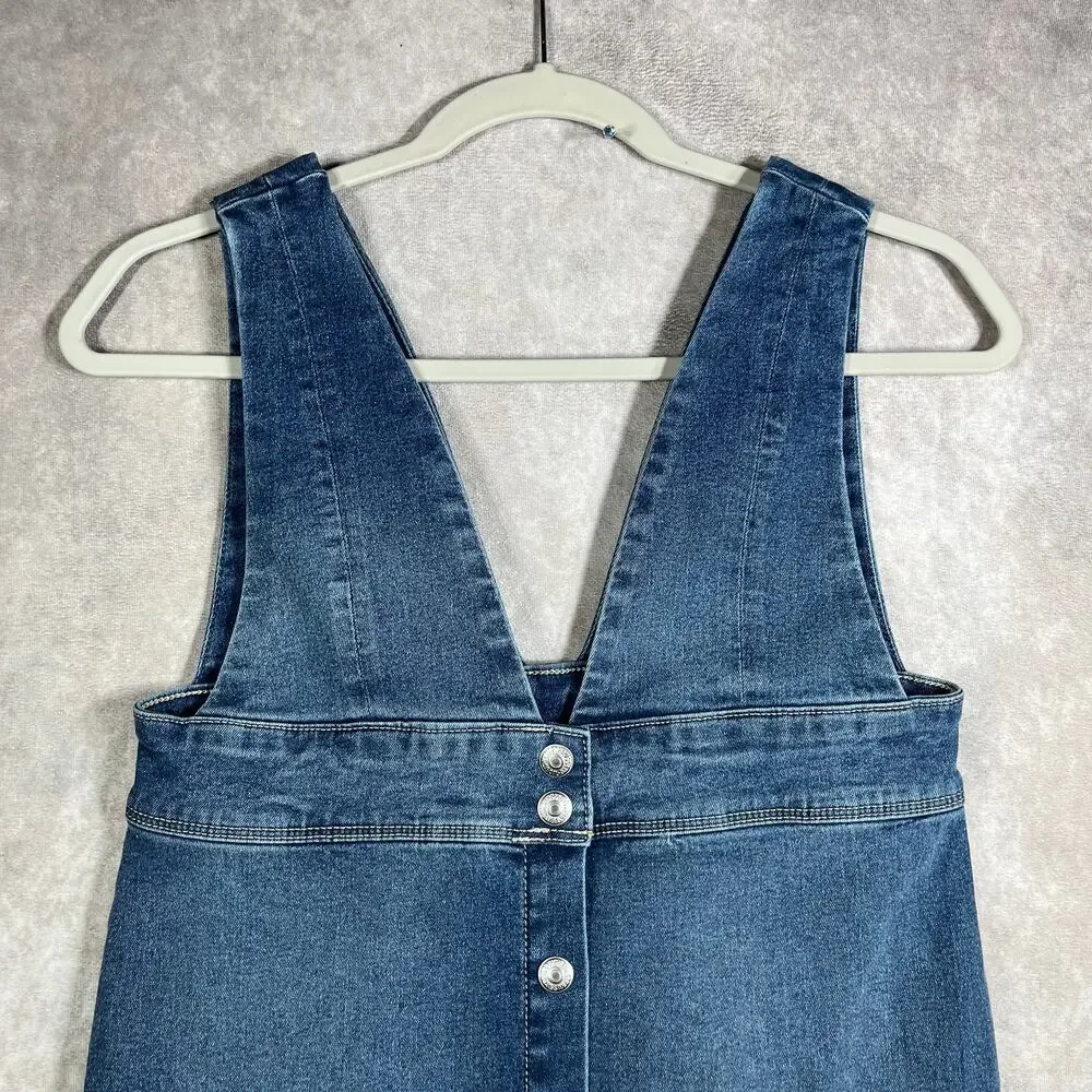 Levi's Skirtall Girls 12 Blue Denim Button Front Sleeveless V-Neck Casual School